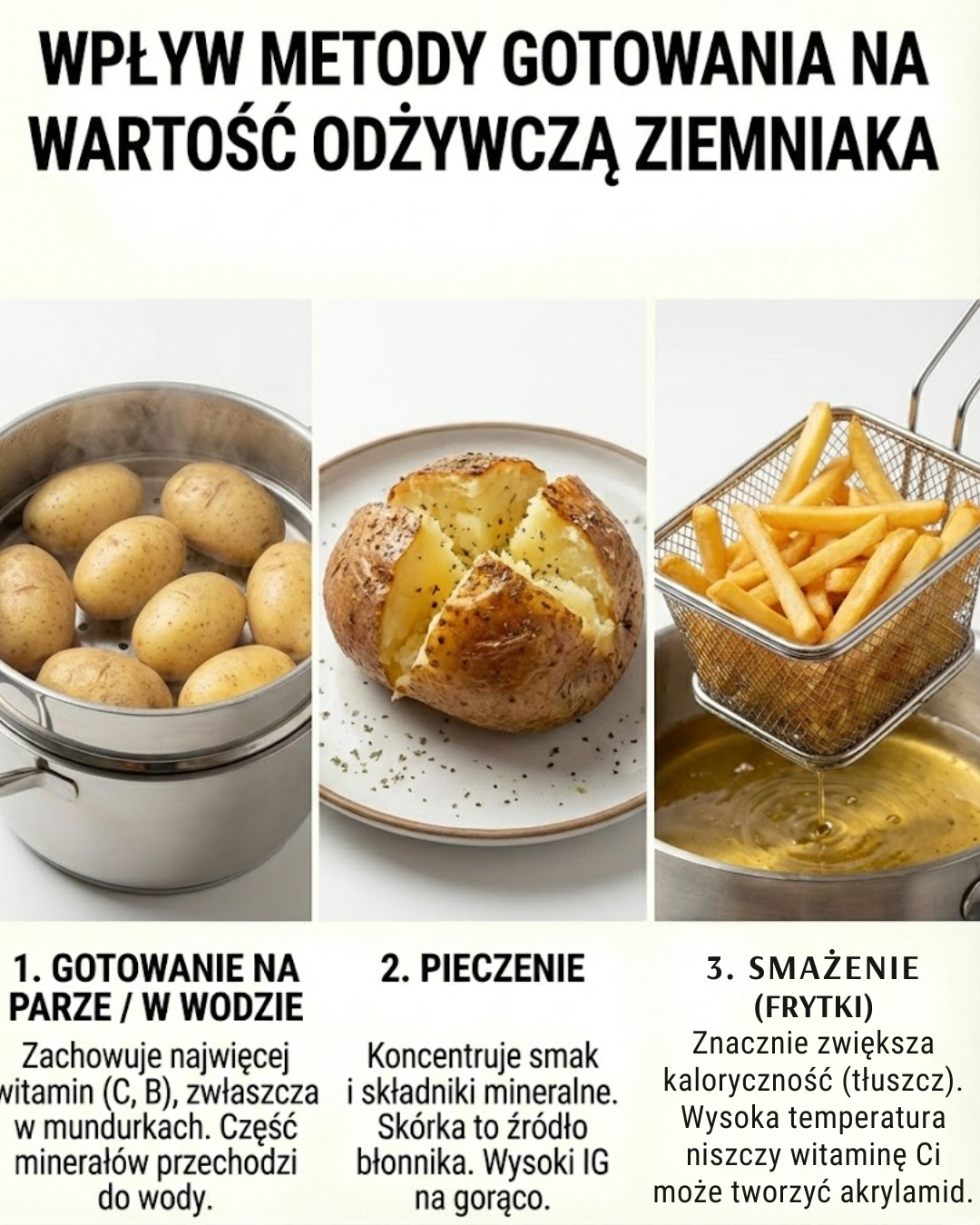 Wpływ metody gotowania na wartość odżywczą ziemniaka