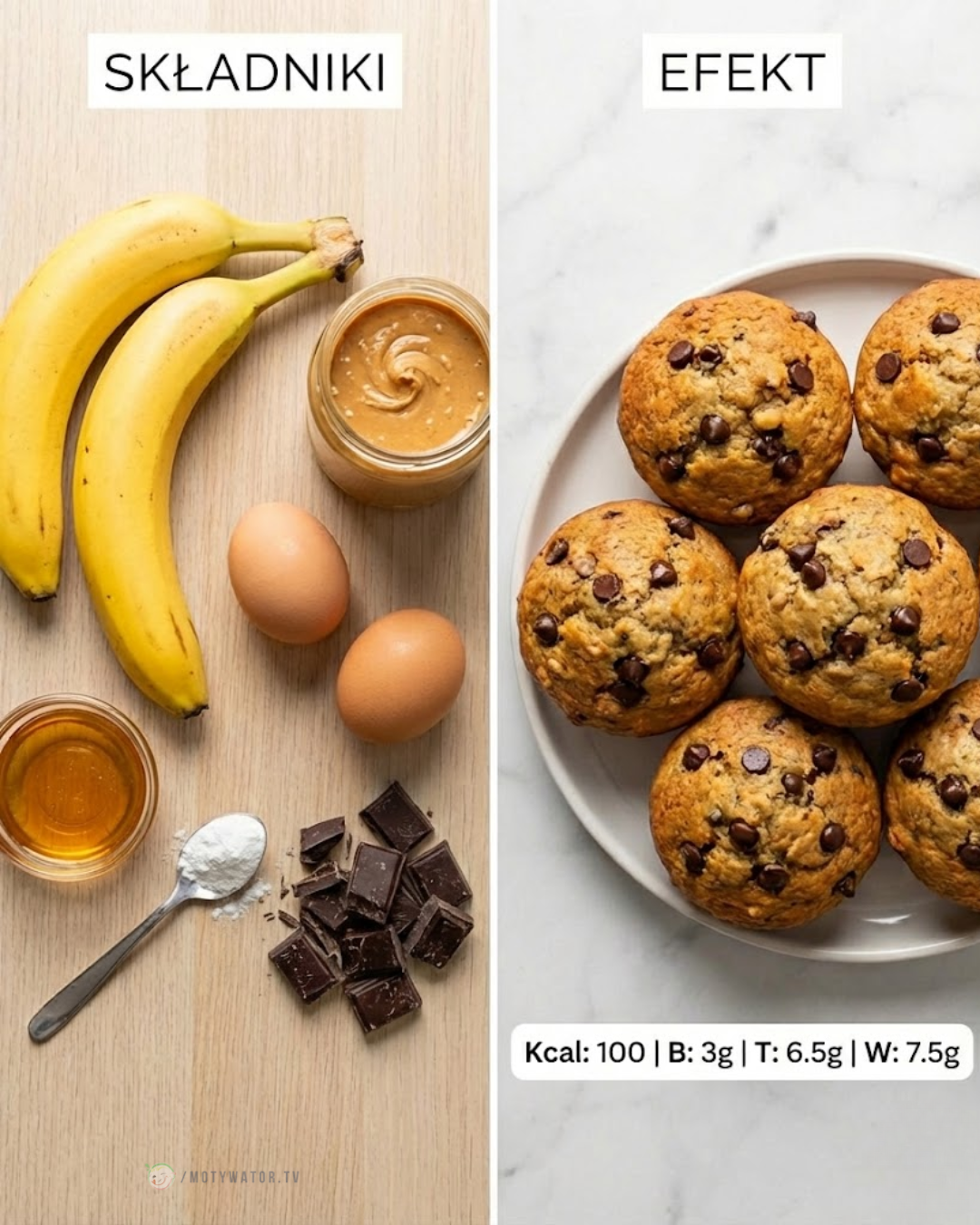 Przepis na zdrowe muffiny bananowe z czekoladą