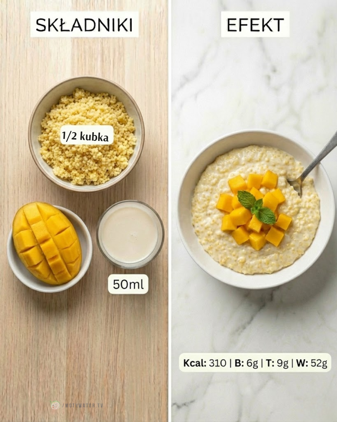 Przepis na zdrowe śniadanie: Kasza jaglana z mango