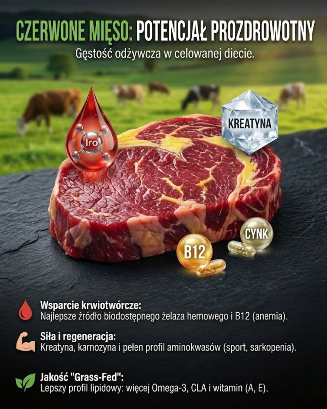 Czerwone mięso: potencjał prozdrowotny i gęstość odżywcza