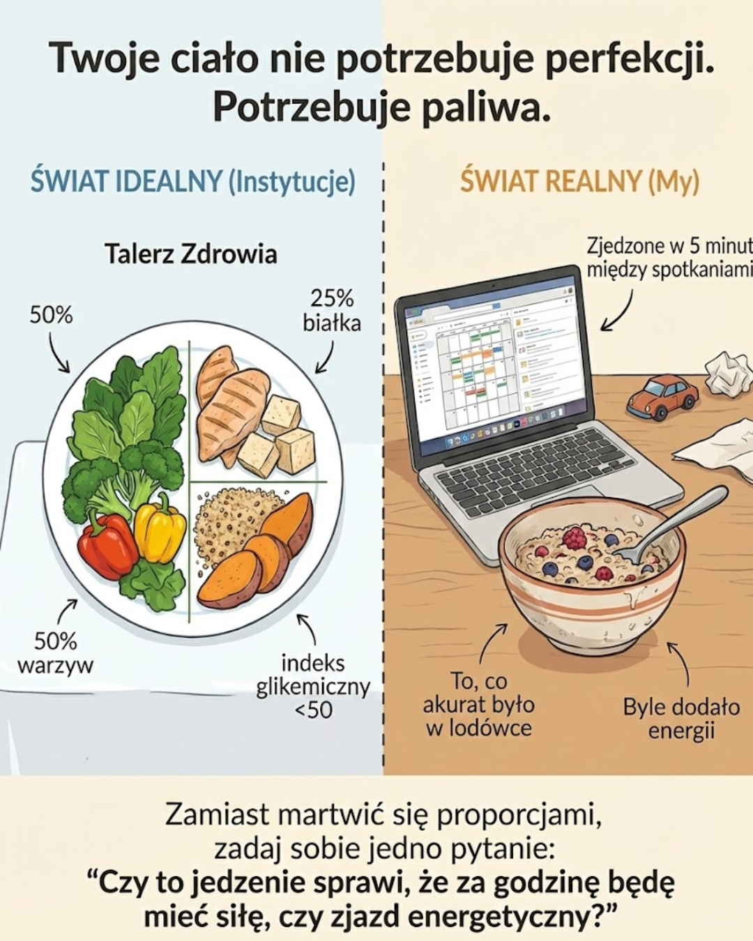 Twoje ciało potrzebuje paliwa, nie perfekcji: Ideal vs. Rzeczywistość