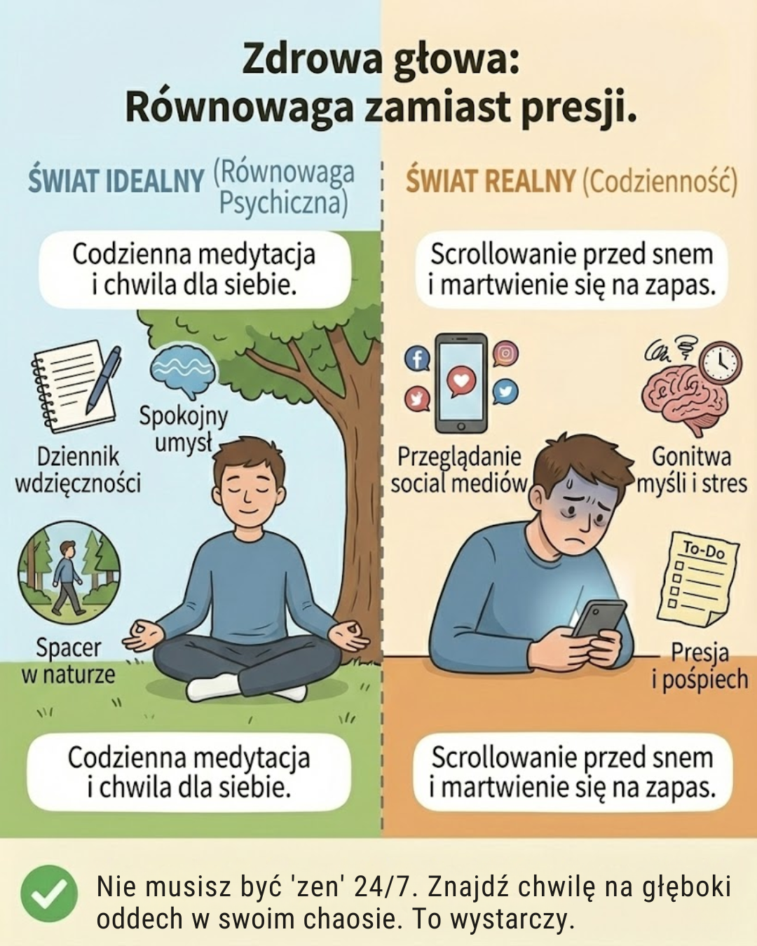 Zdrowa głowa: Równowaga zamiast presji - Idealny świat vs. Realny