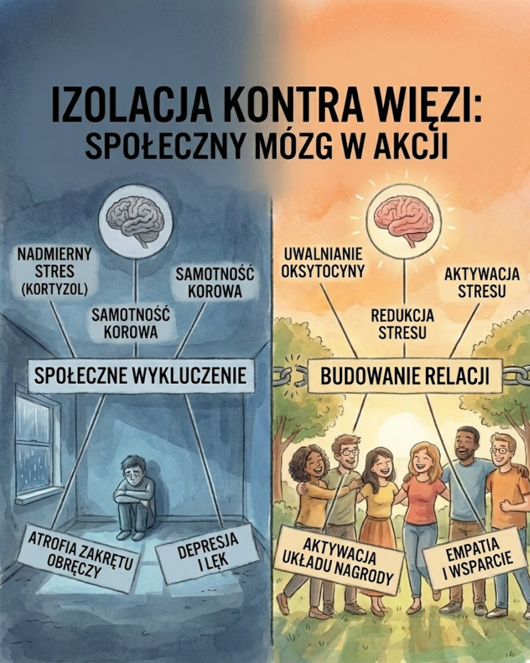 Izolacja kontra więzi: Społeczny mózg w akcji