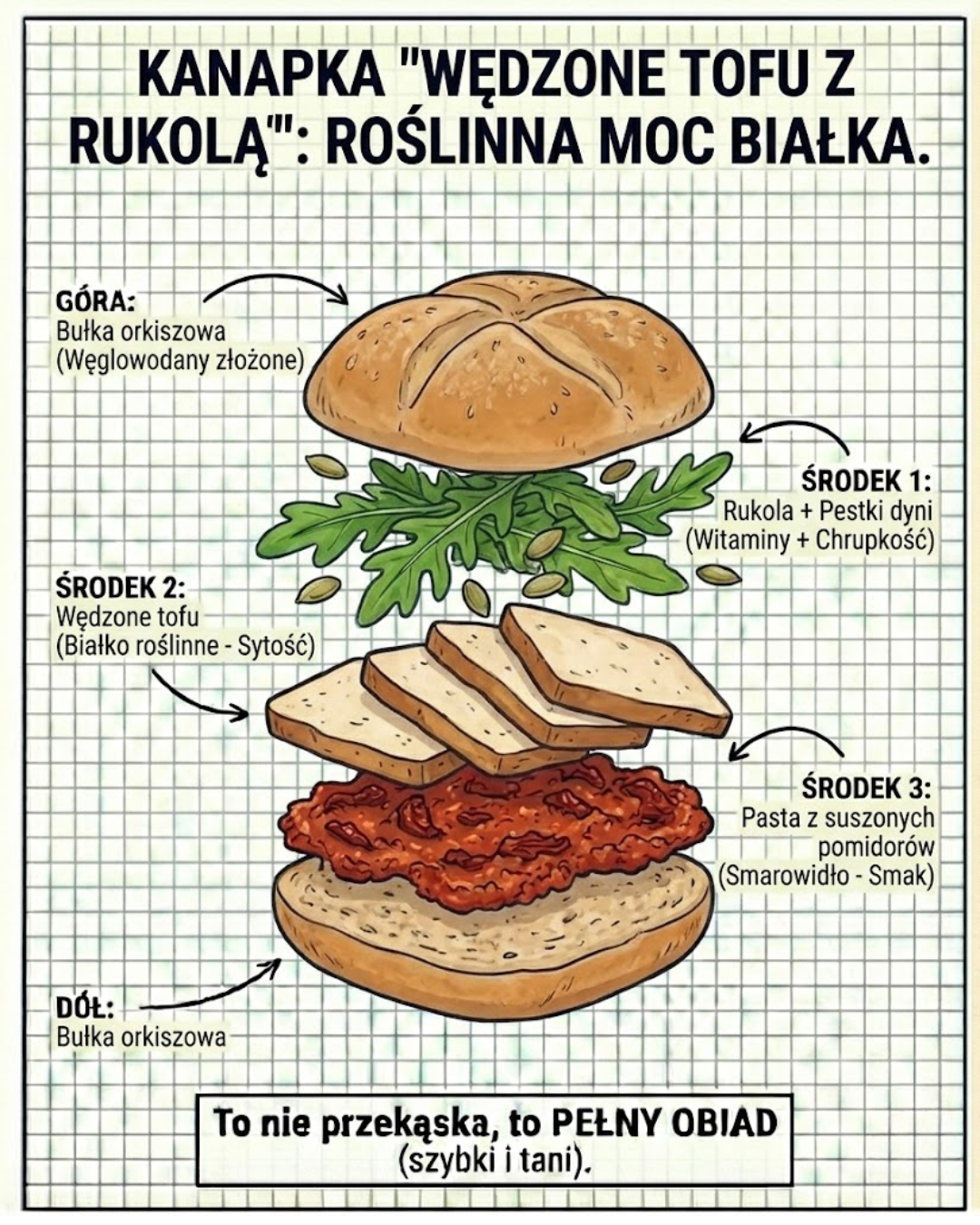 Kanapka z wędzonym tofu i rukolą: Roślinna moc białka