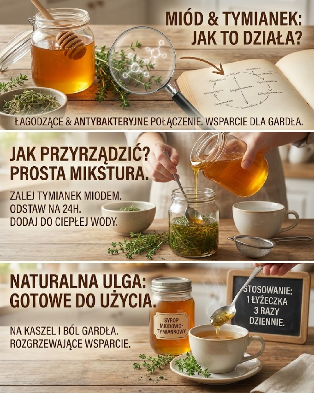 Miód i tymianek: naturalny sposób na ból gardła