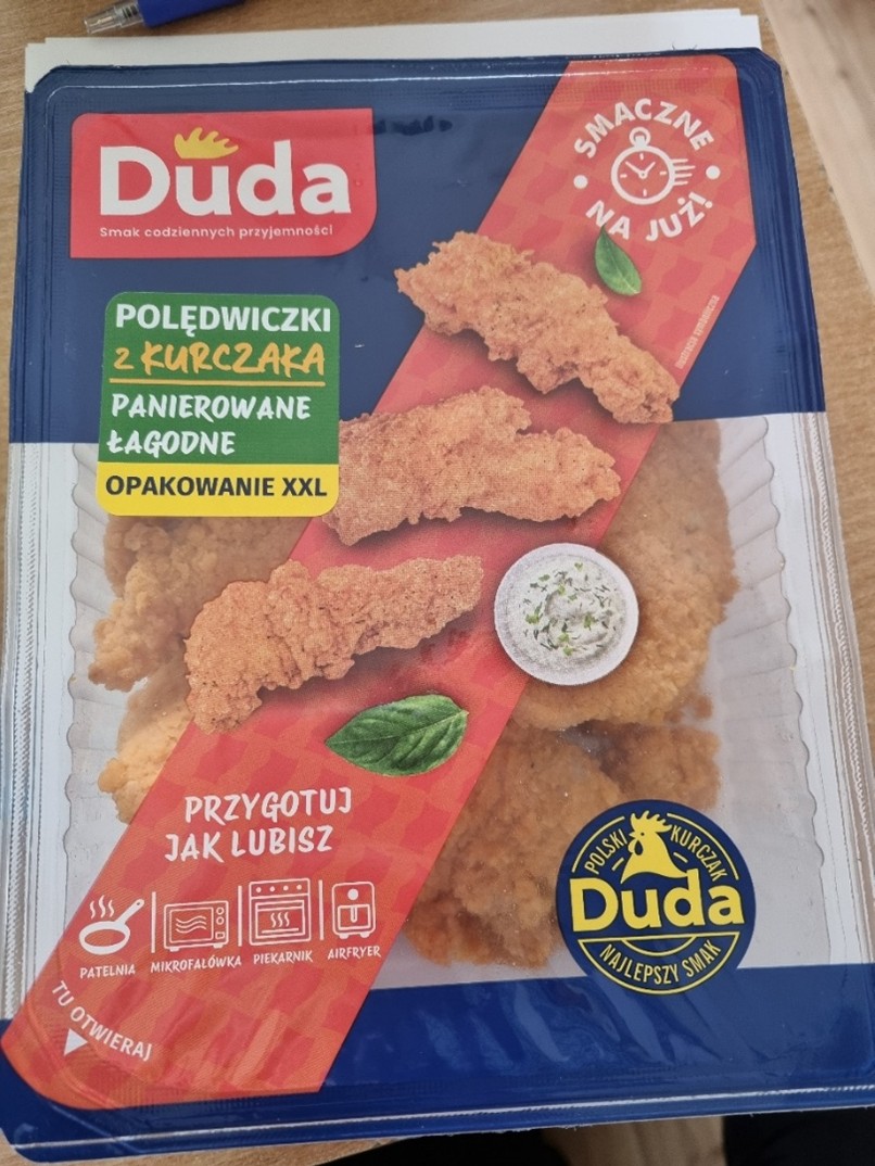 DUDA Polędwiczki z kurczaka panierowane łagodne. Opakowanie XXL, 540 g &mdash; wycofany produkt GIS