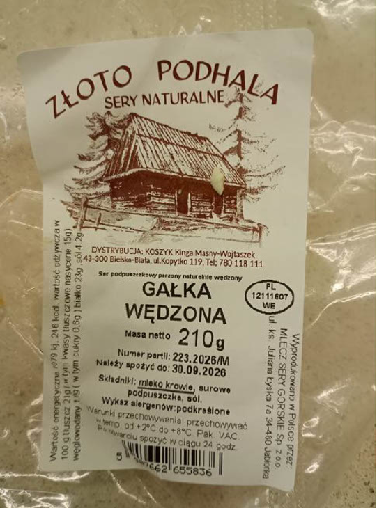 Gałka wędzona — MLECZ SERY GÓRSKIE &mdash; wycofany produkt GIS