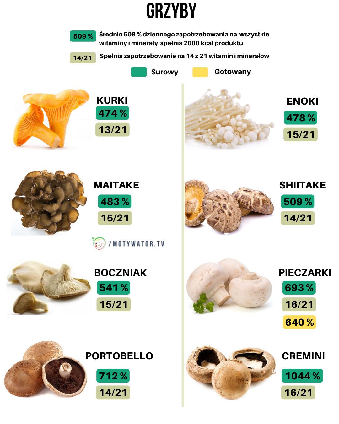 Ile witamin i minerałów mają grzyby?