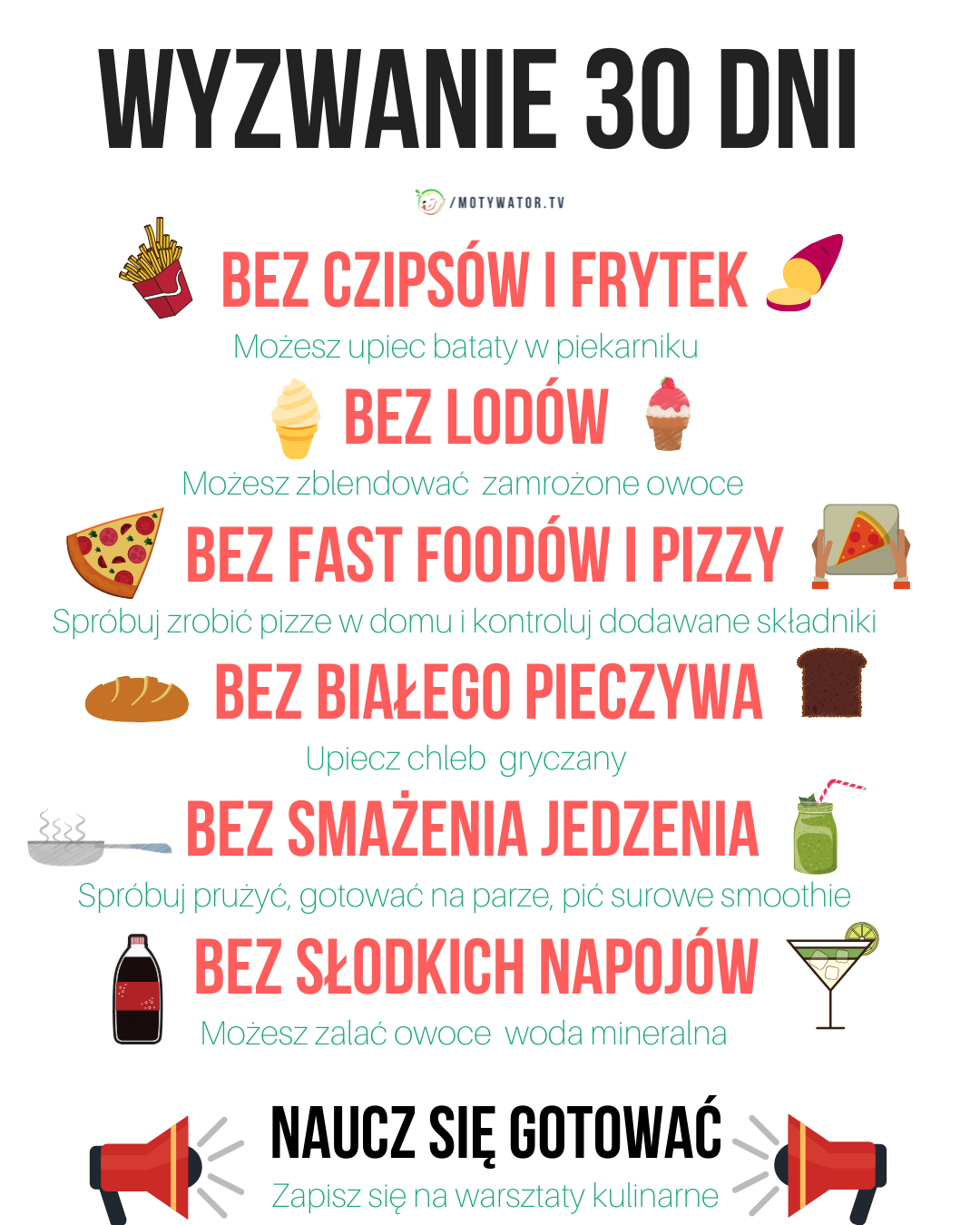 Wyzwanie 30 dni bez śmieciowego jedzenia