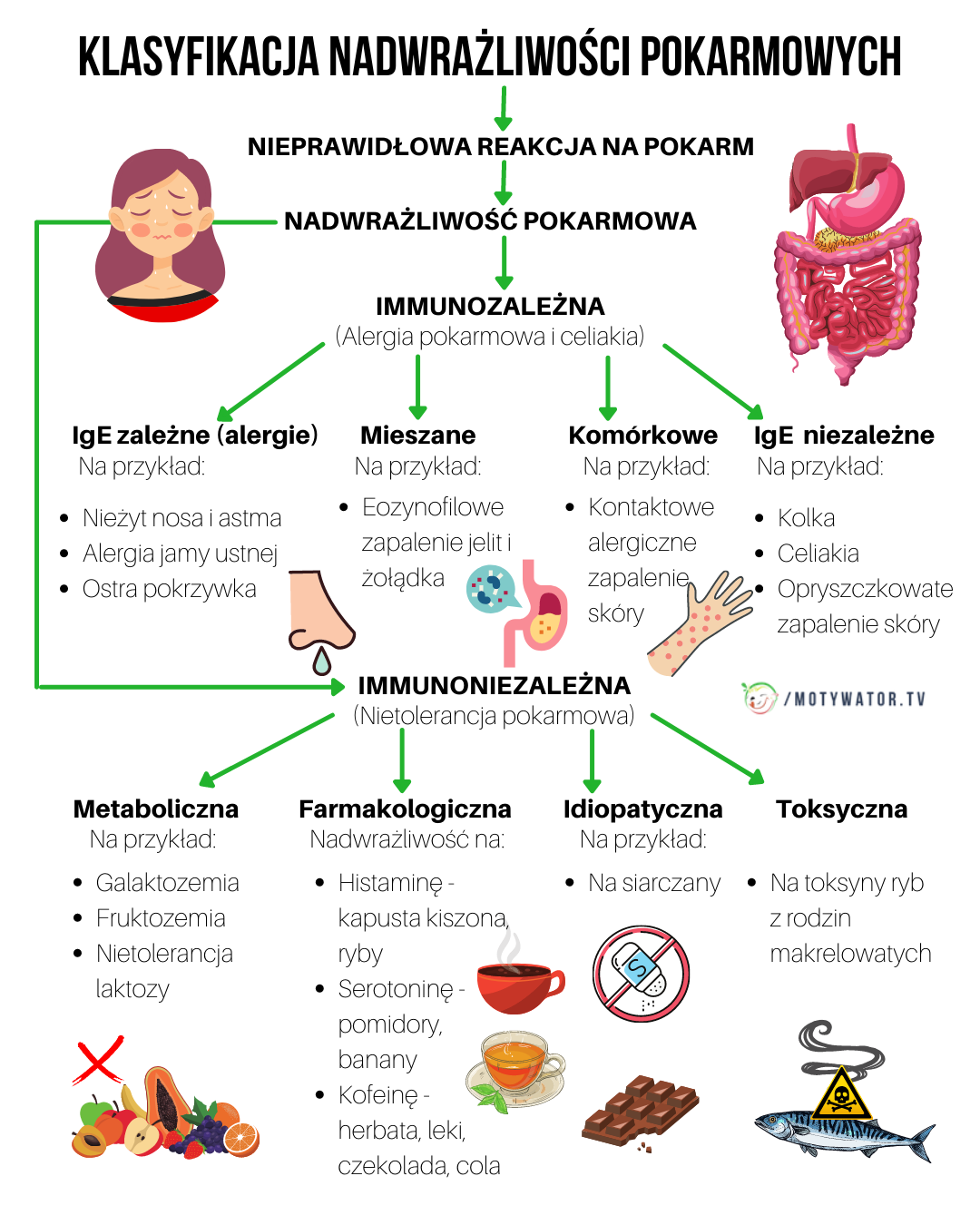 Klasyfikacja  nadwrażliwości pokarmowych