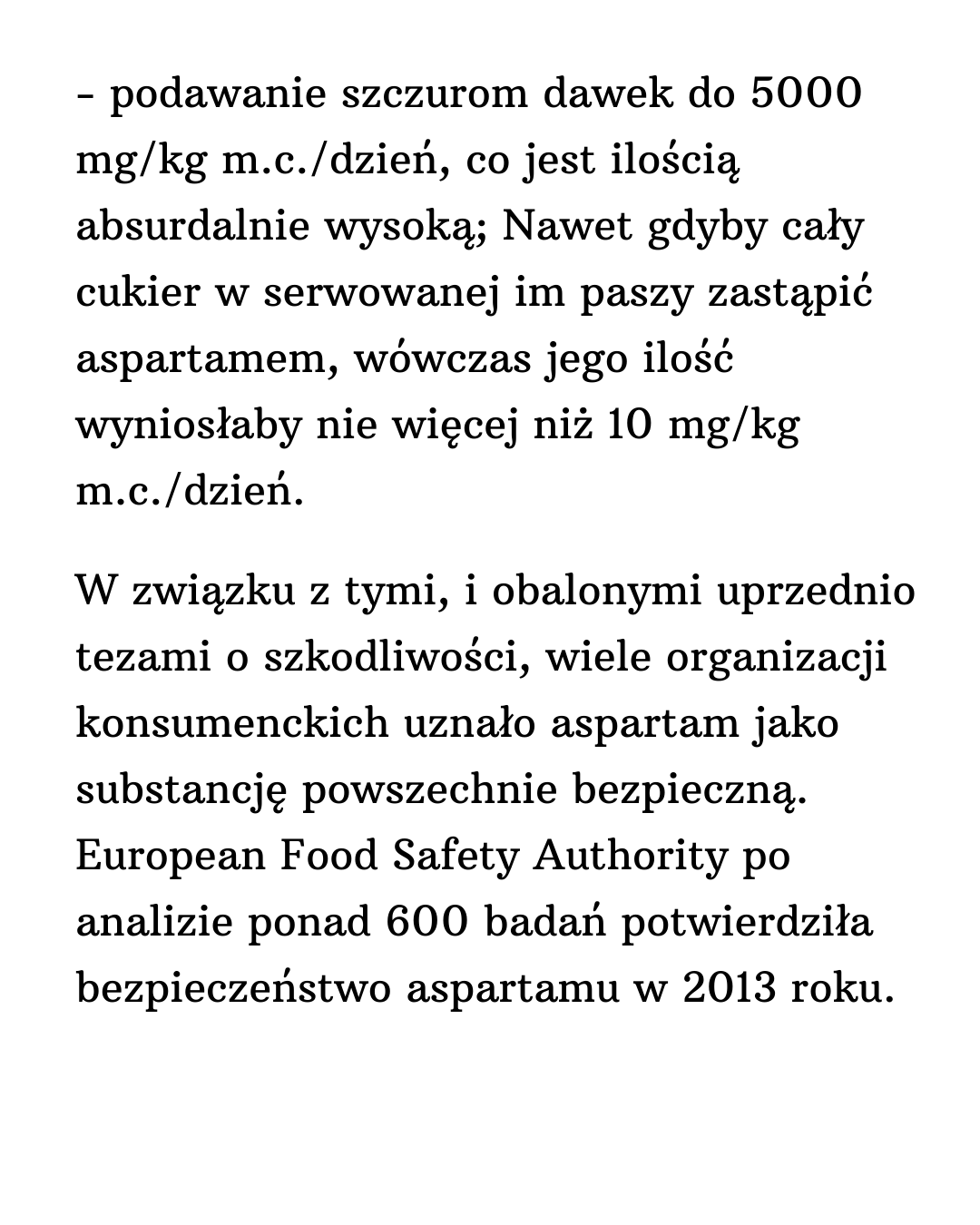 Aspartam niezasłużona reputacja - część 7