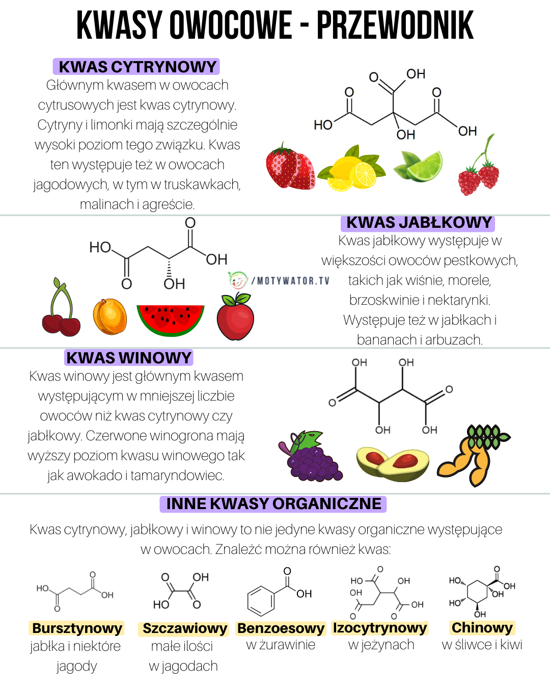 Kwasy owocowe - przewodnik