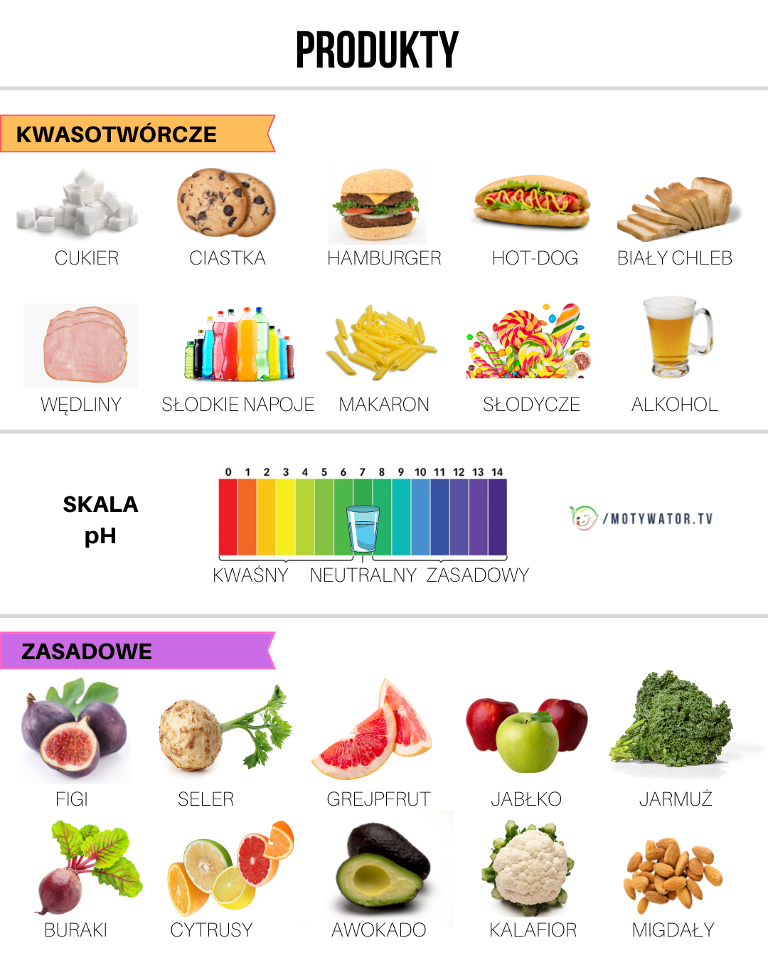 Produkty - kwasotwórcze, zasadowe