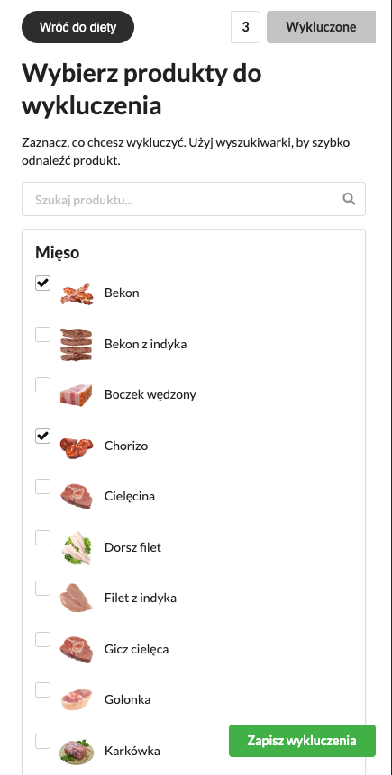 Wykluczanie produktów